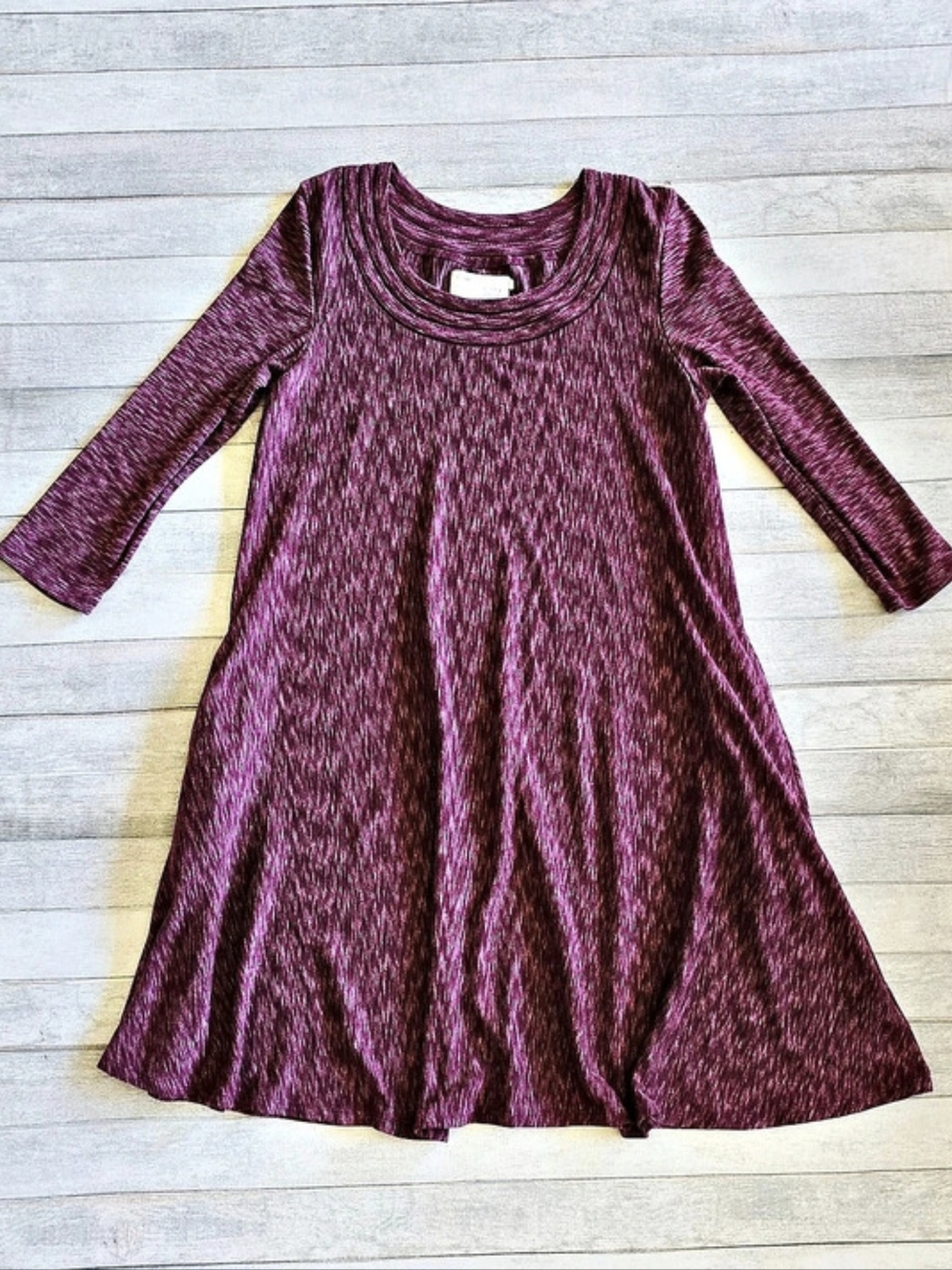 Anthropologie Saturday Sunday Purple Maroon 3/4 Sleeve Swing Dress Size Small